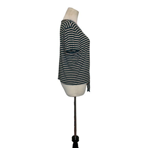 American Eagle green yellow short sleeves stripes front knot tee size large - Picture 7 of 7